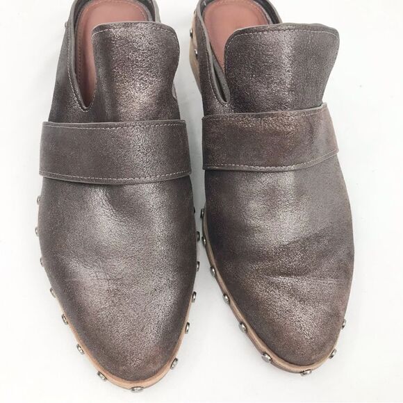 Mercer Edit CASE CLOSED Metallic Bronze Leather Metal Studded Casual Mules - Picture 9 of 14